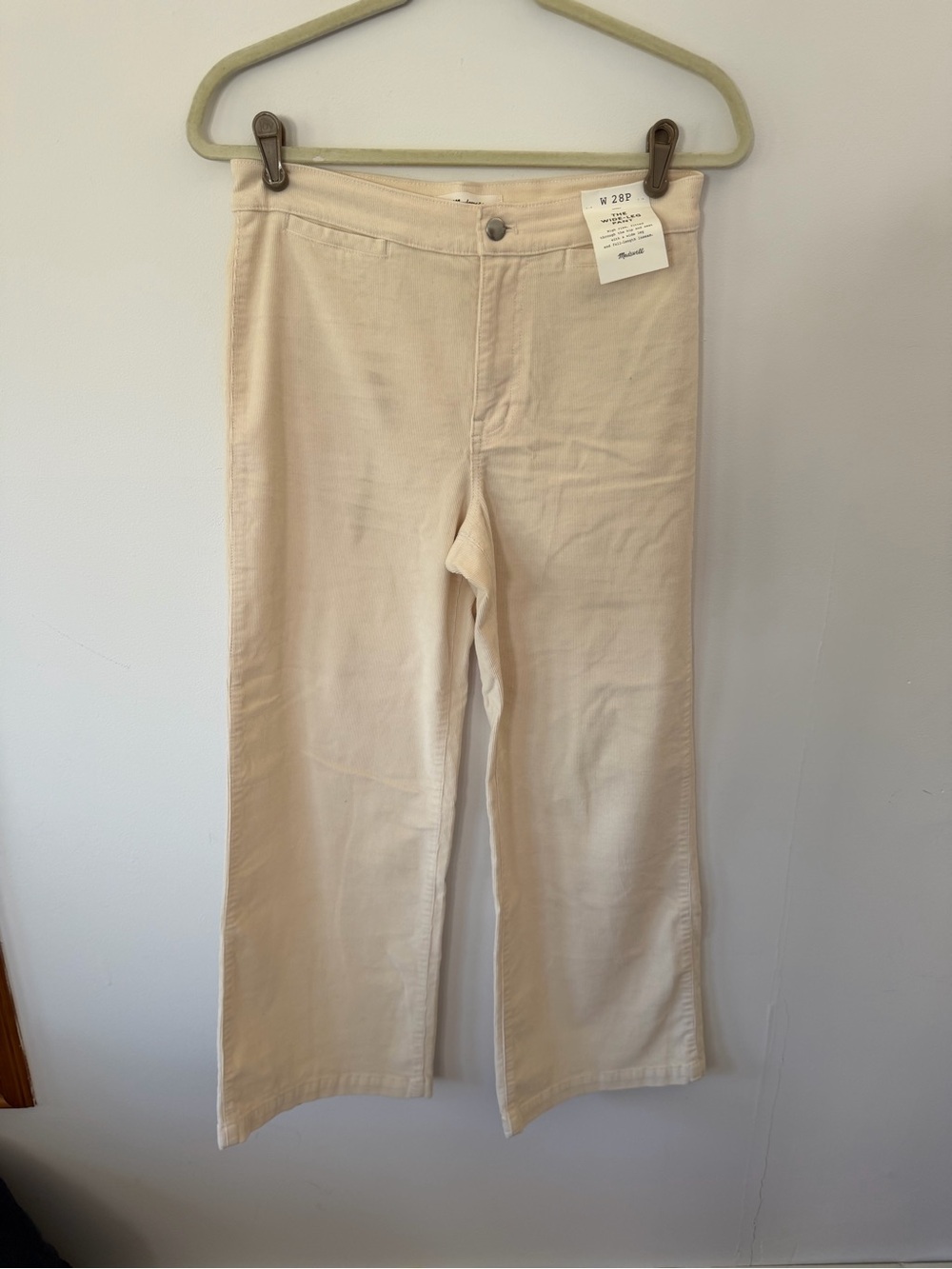 Madewell Cream The Petite Wide-Leg Pant in Corduroy